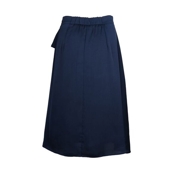 Iris & Ink Ruffled Midi Skirt in Navy Blue Polyester
